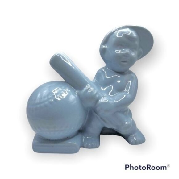 Vintage Haeger Blue Baseball Boy Pottery Planter 50s - Picture 2 of 9